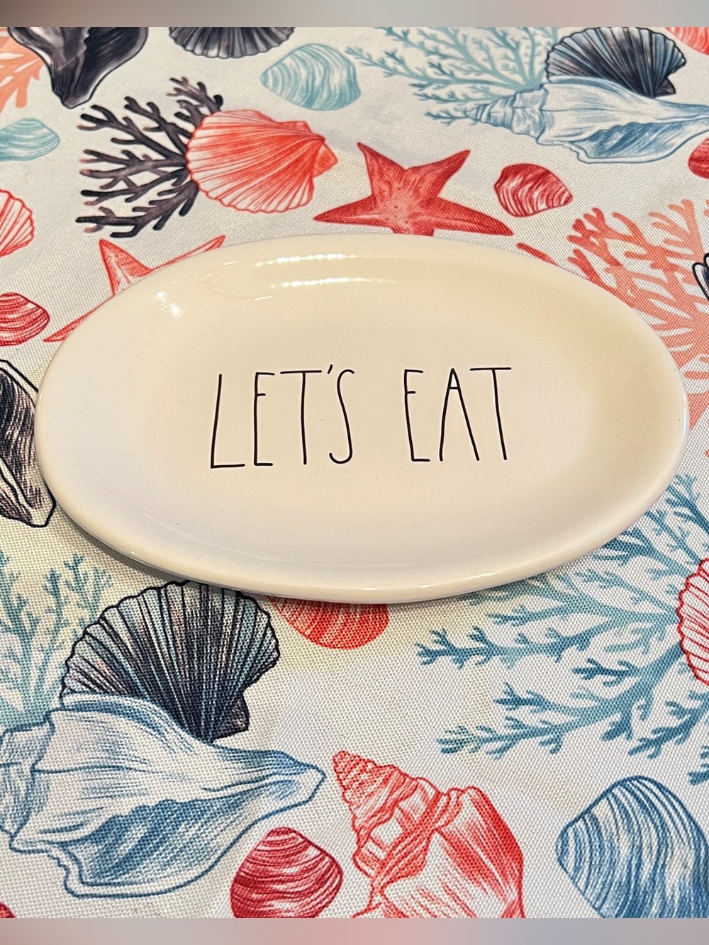 Rae Dunn ‘Let's Eat' Ceramic Oval Plate